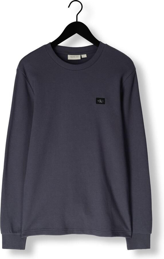 CALVIN KLEIN Heren Truien & Vesten Woven Label Waffle Ls Tee Blauw - Foto 3