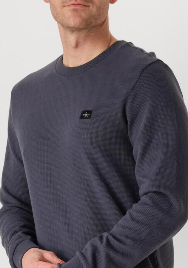 CALVIN KLEIN Heren Truien & Vesten Woven Label Waffle Ls Tee Blauw - Foto 1