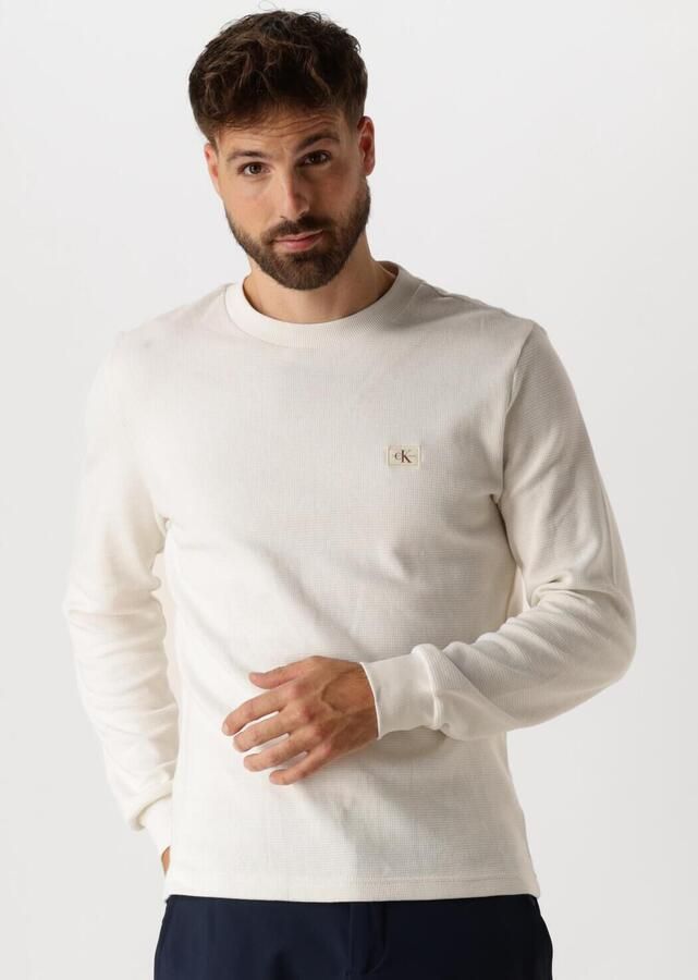 CALVIN KLEIN Heren Truien & Vesten Woven Label Waffle Ls Tee Wit - Foto 4