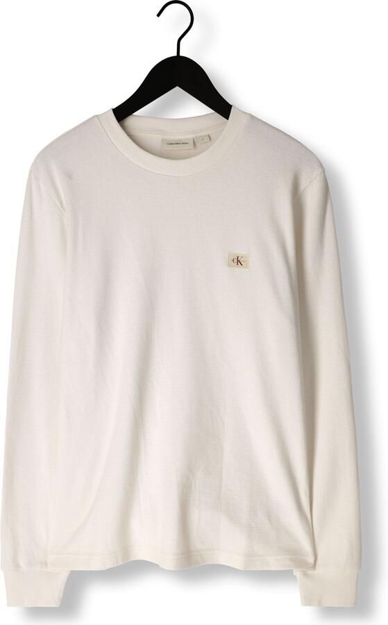 CALVIN KLEIN Heren Truien & Vesten Woven Label Waffle Ls Tee Wit - Foto 3