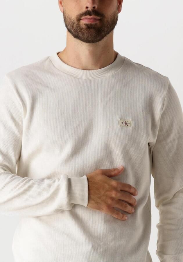 CALVIN KLEIN Heren Truien & Vesten Woven Label Waffle Ls Tee Wit - Foto 2