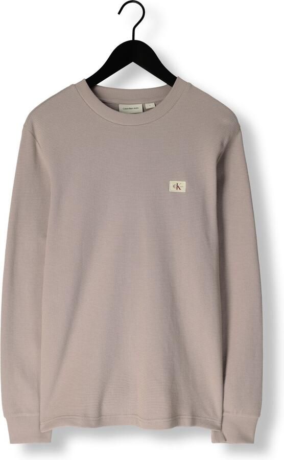 CALVIN KLEIN Heren Truien & Vesten Woven Label Waffle Ls Tee Zand - Foto 2