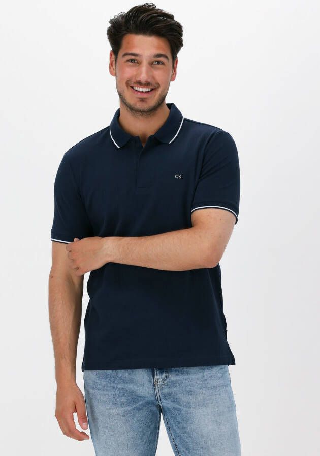 CALVIN KLEIN Heren Polo's & T-shirts Stretch Pique Tipping Slim Polo Donkerblauw
