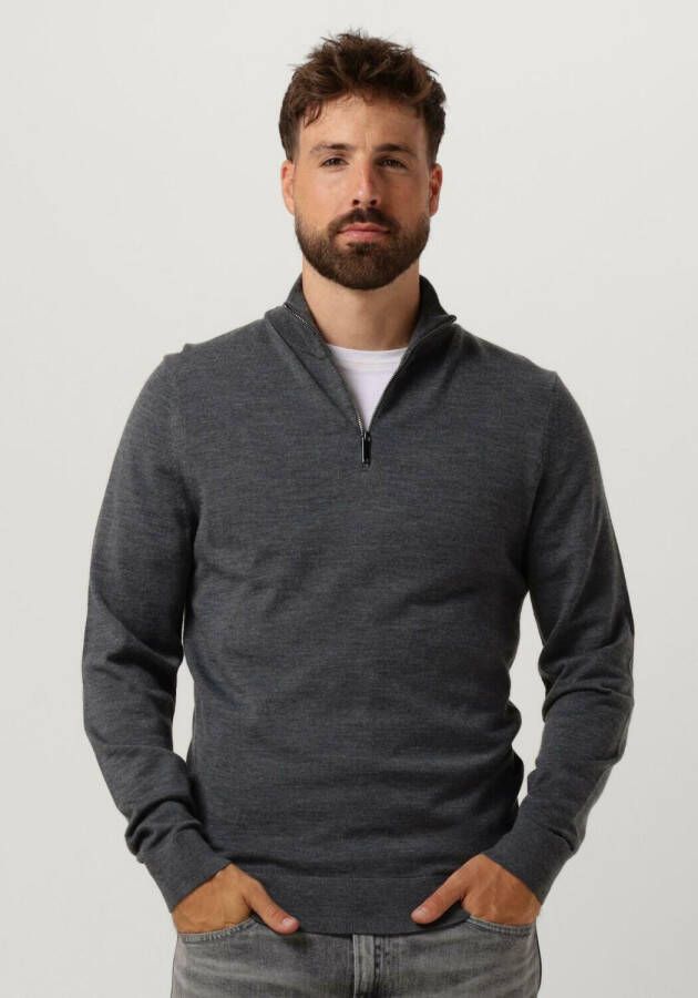 Calvin Klein gemêleerde fijngebreide trui van merinowol dark grey heather