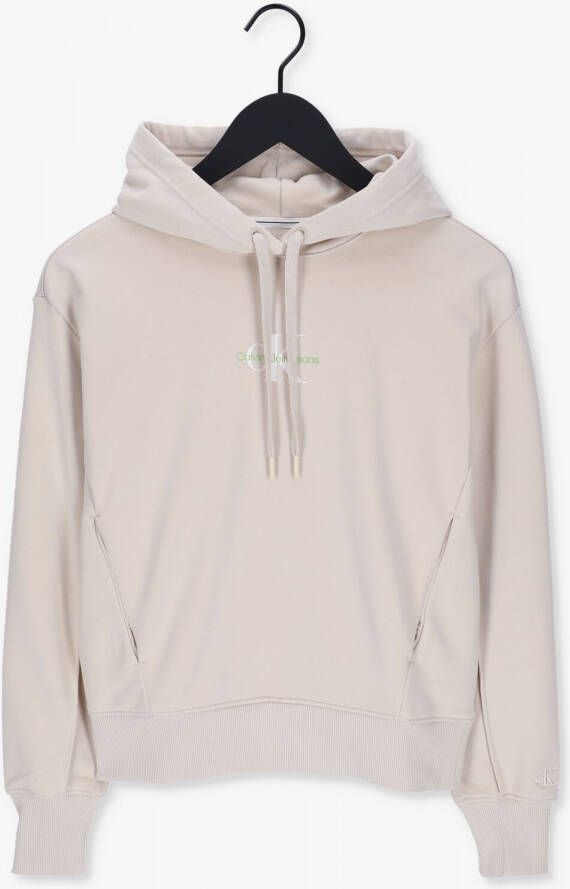 Calvin Klein Beige Katoenen Trui met Capuchon en Zakken Beige