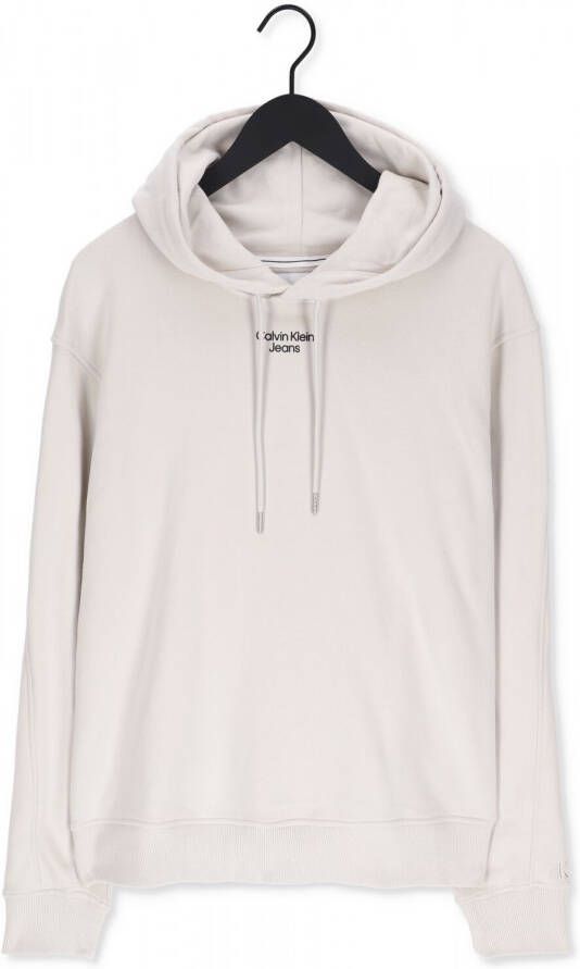 Calvin Klein Gebroken Wit Sweater Stacked Logo Hoodie Men