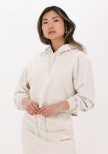 Calvin Klein Gebroken Wit Sweater Two Tone Monogram Hoodie