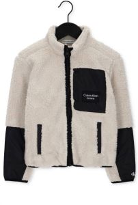 Calvin Klein Gebroken Wit Vest Sherpa Mix Media Zip Through