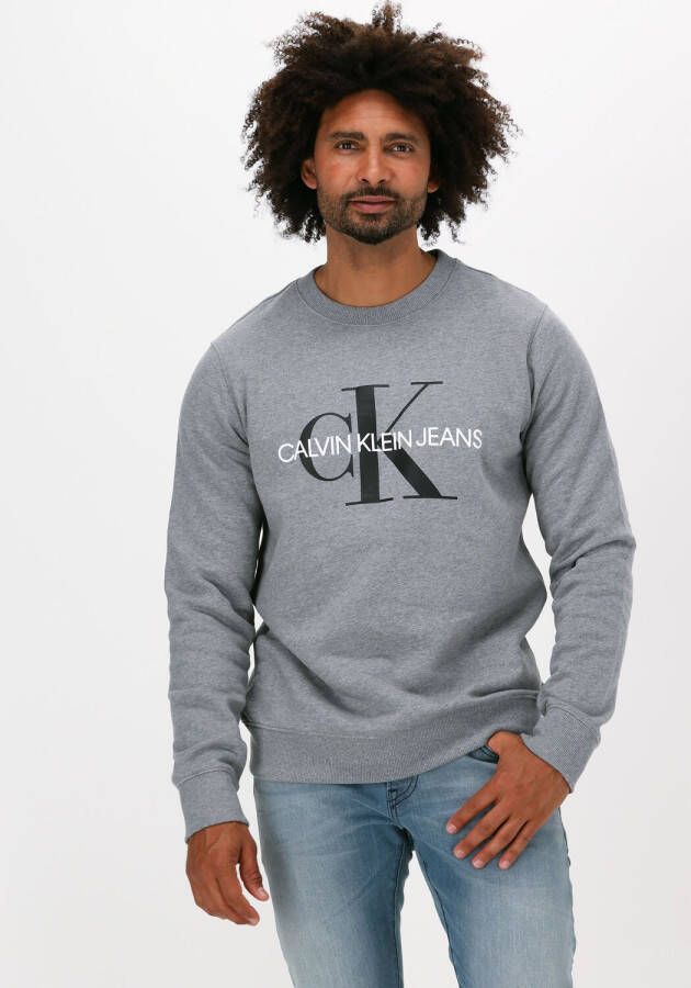 CALVIN KLEIN Heren Truien & Vesten Iconic Monogram Crewneck Grijs