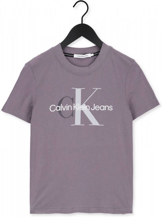 Calvin Klein Shirt met ronde hals TWO TONE MONOGRAM REGULAR TEE met groot ck logomonogram & opschrift
