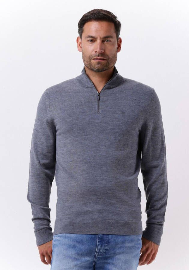 Calvin Klein Grijze Trui Superior Wool Quarter Zip