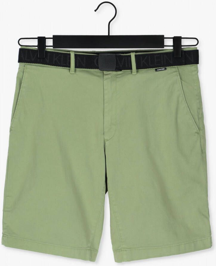 Calvin Klein Groene Korte Broek Garment Dye Belted Shorts