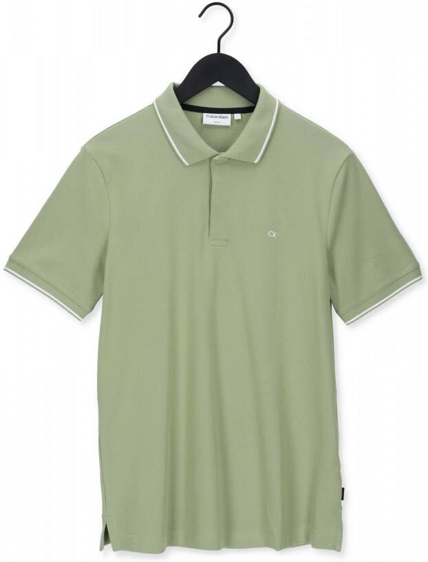 CALVIN KLEIN Heren Polo's & T-shirts Stretch Pique Tipping Slim Polo Groen