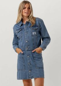 Calvin Klein Jeans Knielange jeansjurk met labelpatch model 'TRUCKER'