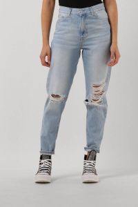 Calvin Klein Dames Gewassen 5-Pocket Jeans met Versleten Effect Blauw Dames