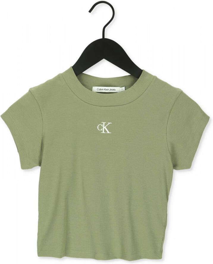 Calvin Klein Shirt met ronde hals CK RIB CROPPED SLIM TEE met ck-logo op borsthoogte