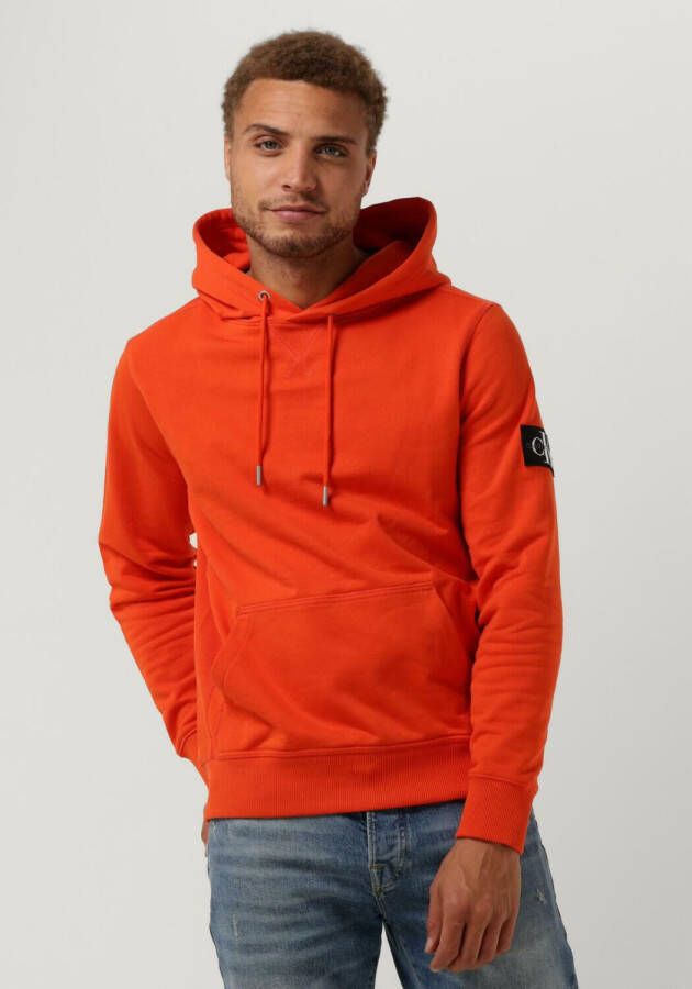 Calvin Klein Oranje Sweater Monologo Sleeve Badge Hoodie