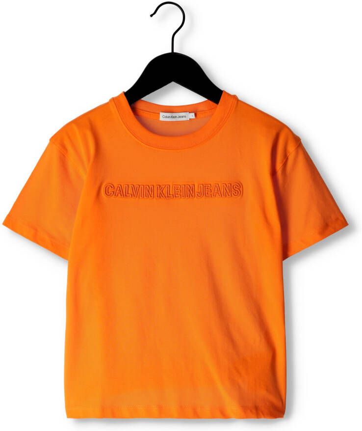 CALVIN KLEIN Jongens Polo's & T-shirts Raised Embro Logo T-shirt Oranje