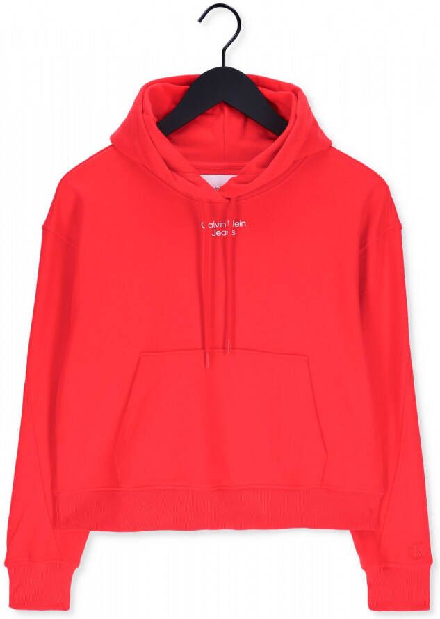 Calvin Klein Jeans Gestapelde Logo Hoodie Pink Dames