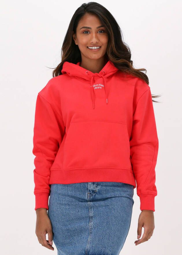 Calvin Klein Jeans Gestapelde Logo Hoodie Pink Dames