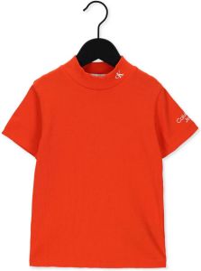 Calvin Klein Rode T-shirt Mock Neck Rib Top