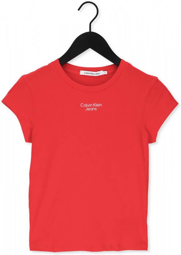 Calvin Klein Shirt met ronde hals STACKED LOGO TIGHT TEE met jeans logo-opschrift