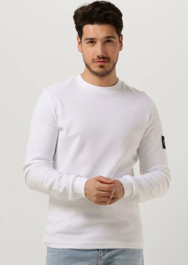 Calvin Klein Jeans Witte Gebreide Trui met Lange Mouwen White Heren