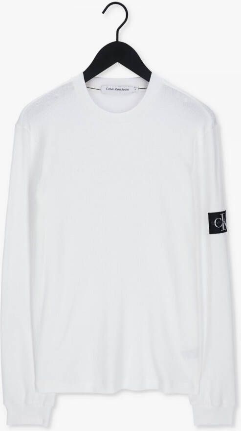CALVIN KLEIN Heren Truien & Vesten Monogram Badge Waffle Ls Tee Wit