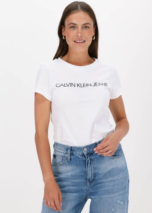 Calvin Klein Witte T-shirt Core Instit Logo Slim Fit Tee
