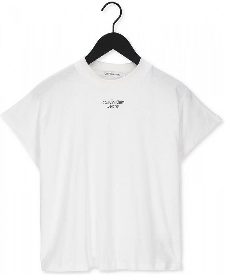 Calvin Klein Witte T shirt Stacked Logo Loose Tee
