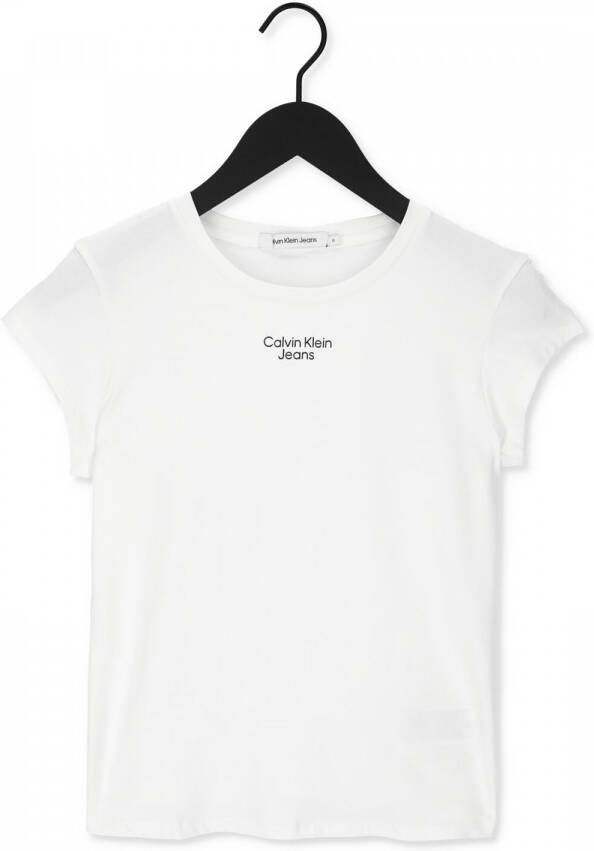 Calvin Klein Witte T shirt Stacked Logo Tight Tee
