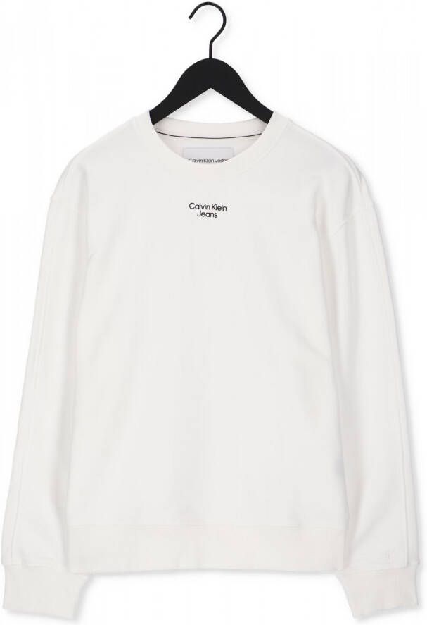 Calvin Klein Witte Crewneck Sweatshirt met Lange Mouwen en Print Logo White Heren - Foto 2