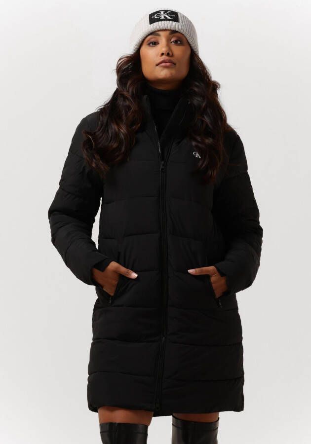 Calvin Klein Doorgestikte jas LOGO HOOD LW PADDED COAT met 2-wegritssluiting