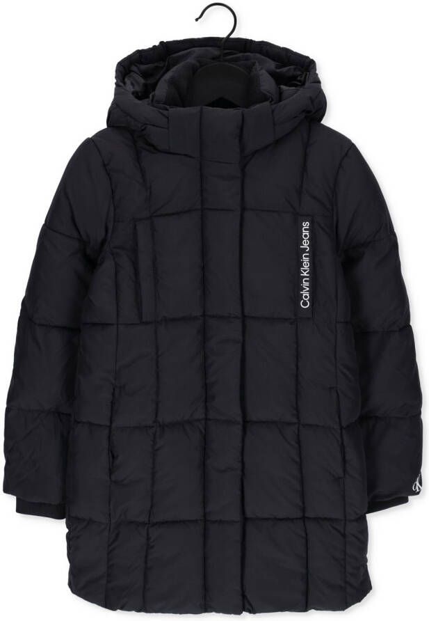 Calvin Klein Zwarte Gewatteerde Jas Long Quilted Puffer Coat