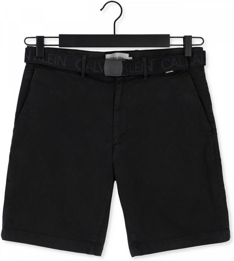 Calvin Klein Zwarte Korte Broek Garment Dye Belted Shorts