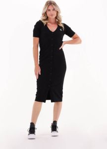 Calvin Klein Midi-jurk CK BUTTON THROUGH RIB LONG DRESS met ribstructuur