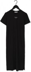 Calvin Klein Zwarte Midi Jurk Stacked Logo T shirt Dress