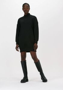 Calvin Klein Zwarte Mini Jurk Logo Trim Mock Neck Dress