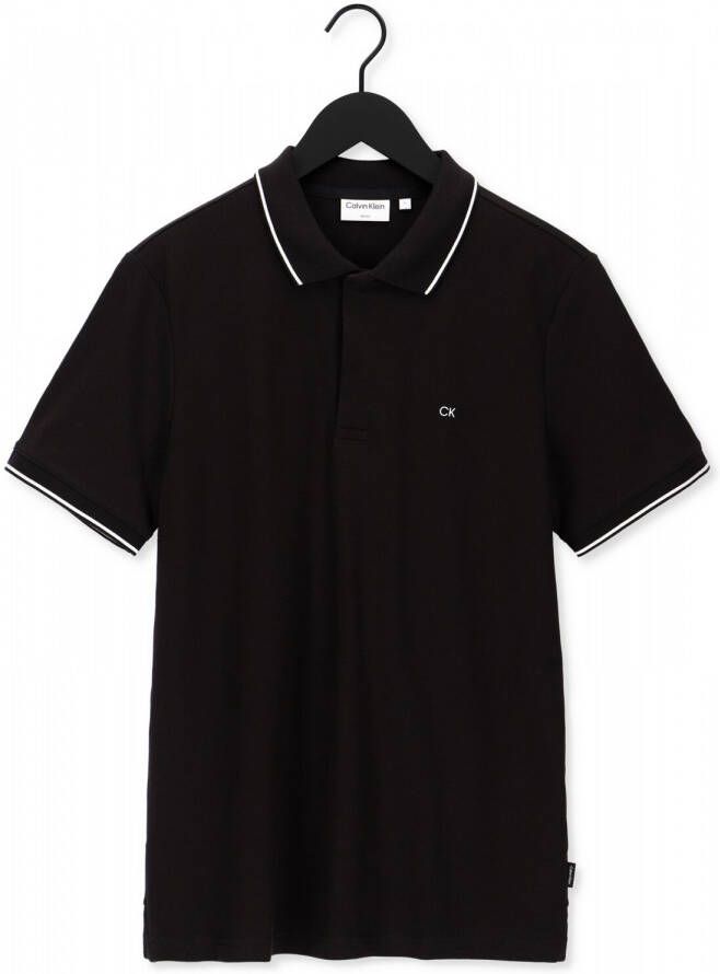Calvin Klein Zwarte Polo Stretch Pique Tipping Slim Polo