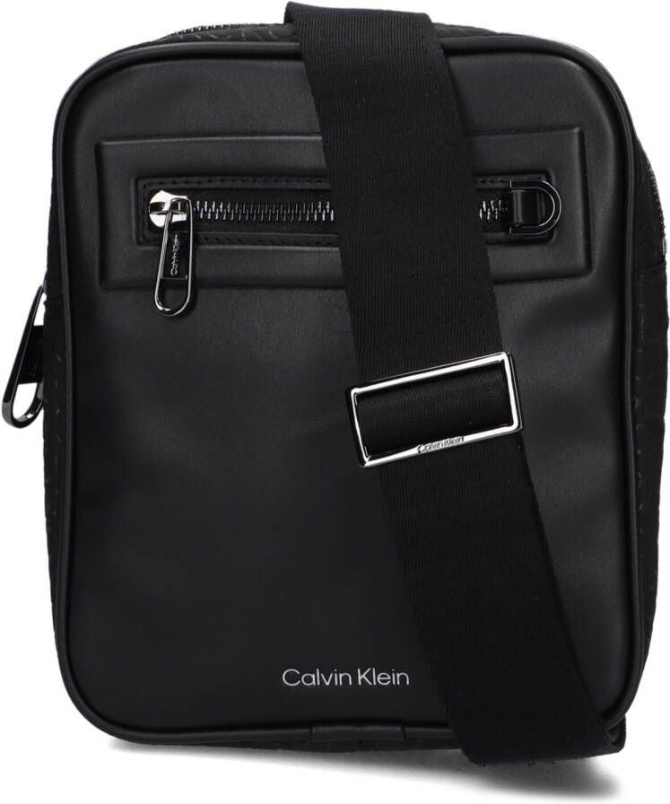 Calvin Klein Zwarte omvormbare schoudertas met logo print Black Heren