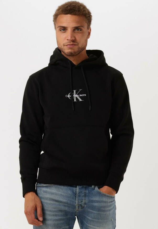 Calvin Klein Zwarte Sweater Monogram Logo Hoodie