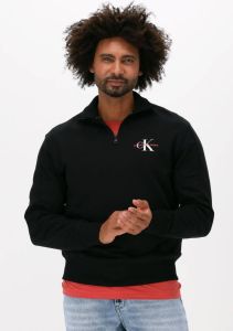 Calvin Klein Zwarte Sweater Monogram Logo Quarter Zip Hwk