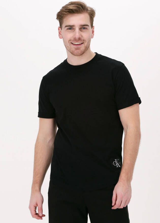 Calvin Klein Zwarte T-shirt Badge Turn Up Sleeve