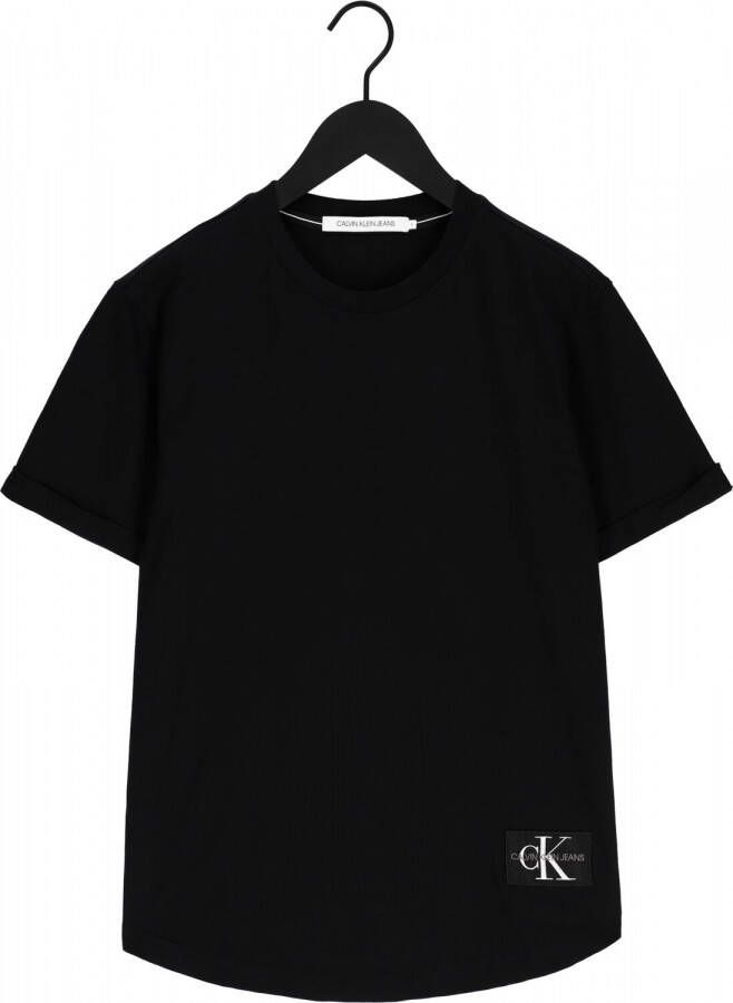 Calvin Klein Zwarte T shirt Badge Turn Up Sleeve