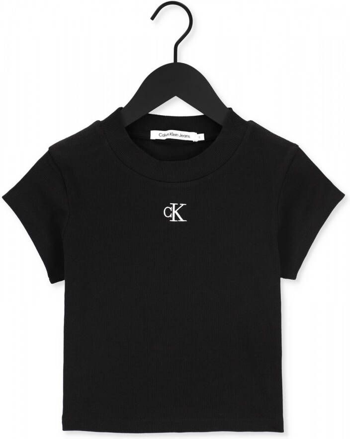 Calvin Klein Shirt met ronde hals CK RIB CROPPED SLIM TEE met ck-logo op borsthoogte