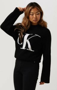 Calvin Klein Trui met ronde hals BLOWN UP CK HIGH NECK SWEATER met groot ck monogram in contrastkleur