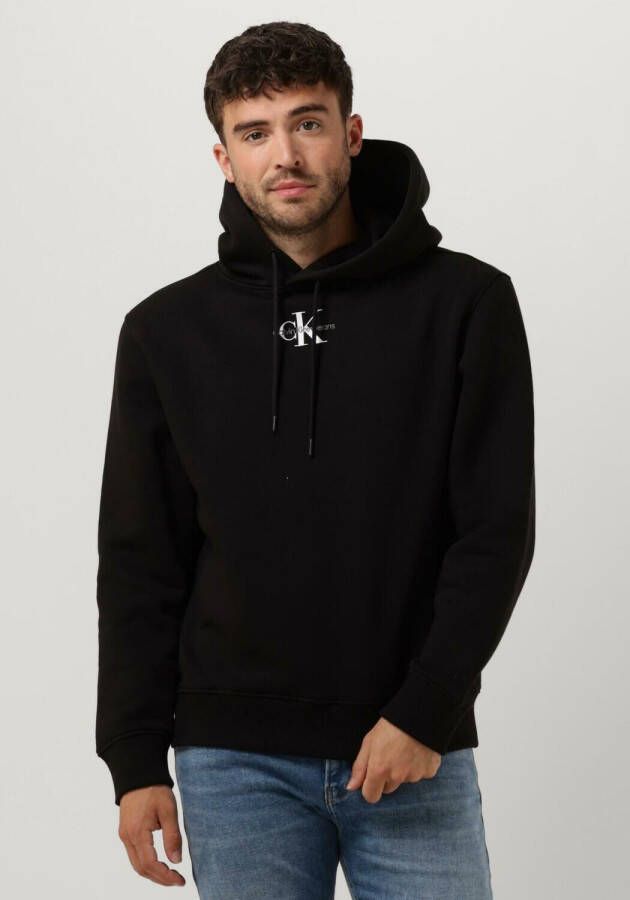 Calvin Klein Zwarte Sweaters met Monogram Logo Black Heren