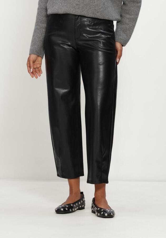 CAMBIO straight fit kunstleren broek met riemlussen model 'ELIN'