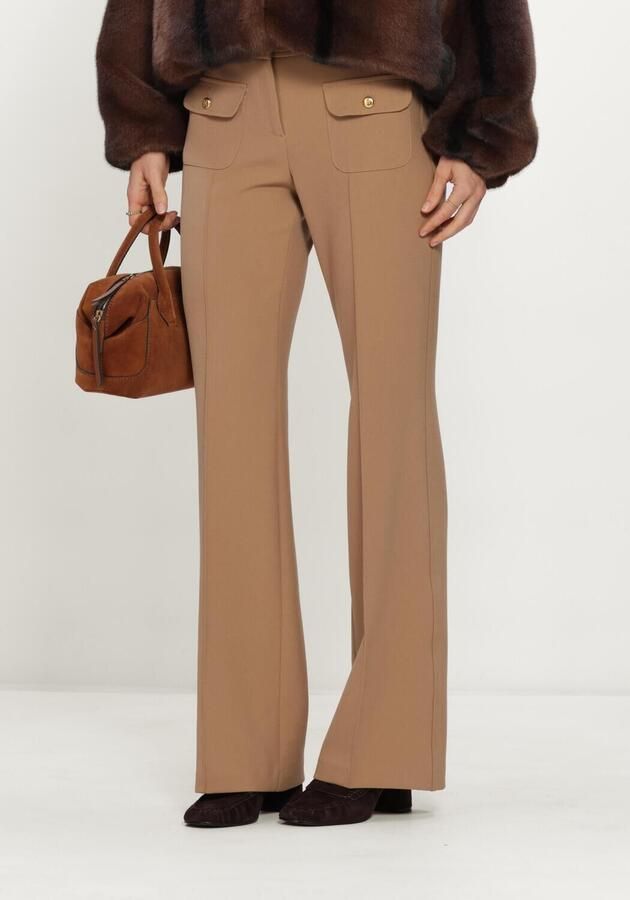 CAMBIO Dames Broeken Farah Pocket Long Wool Substiture Double Camel