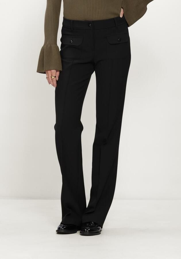 CAMBIO Dames Broeken Farah Pocket Long Wool Substiture Double Zwart